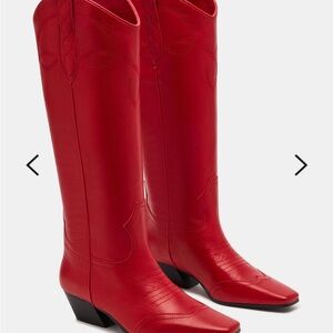 Steve Madden Red Heeled Boots Minimalist Design